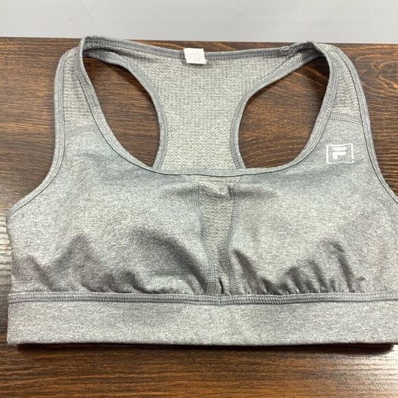 Fila Women's Solid Pullover Lined Racerback Sports Bra Gray Size Medium - Picture 1 of 6